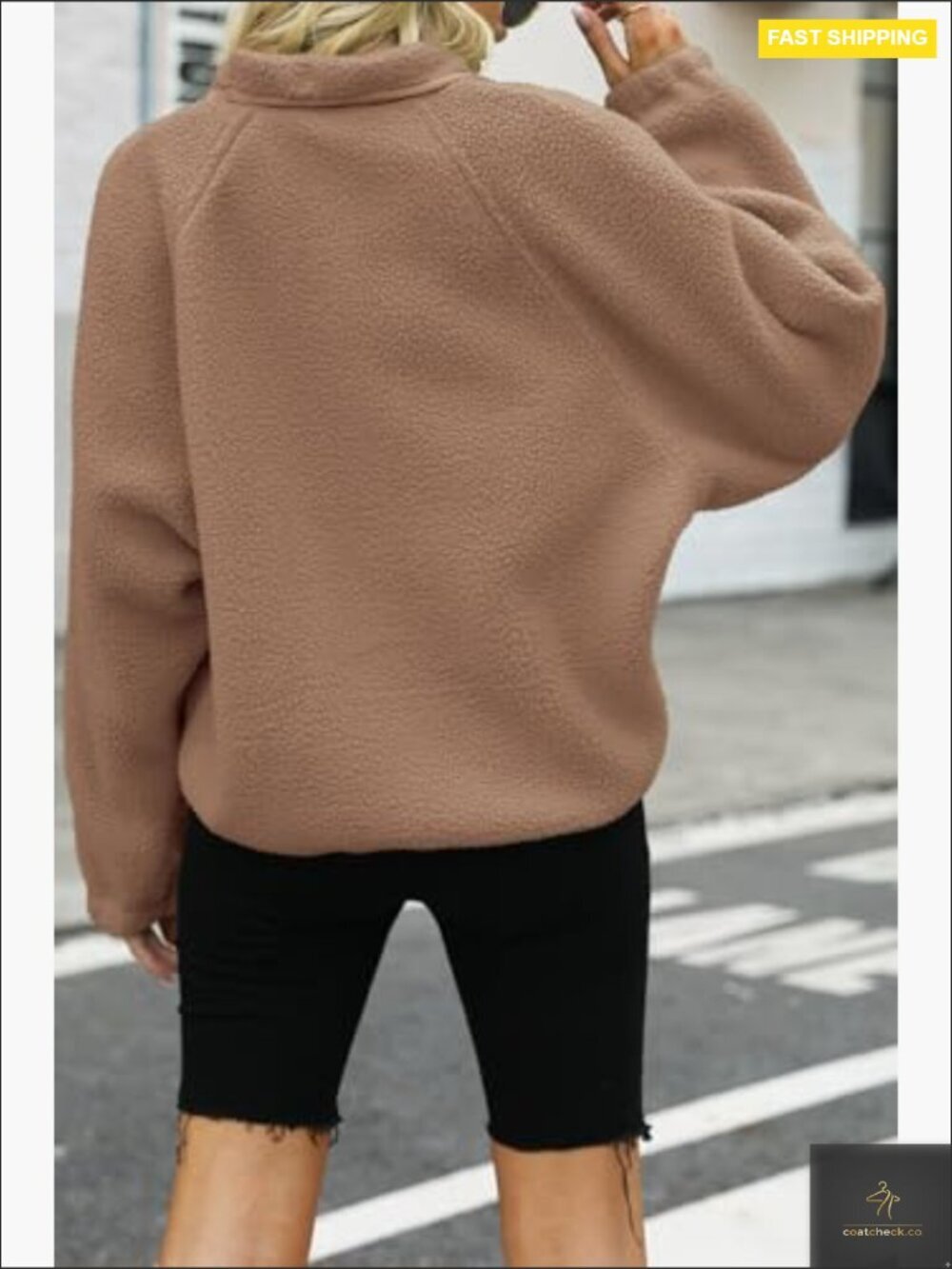 Oversized Fuzzy Fleece Jacket Sherpa Button Down Winter Warm Cozy Casual - Picture 3 of 6